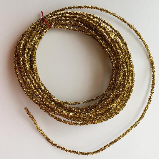 Mini Metallic Wired Tinsel Cord in Gold ~ 1/8" wide ~ 10 meter length